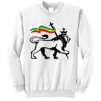 Rasta Lion Of Judah Rastafarian Reggae Lion And Christian Sweatshirt