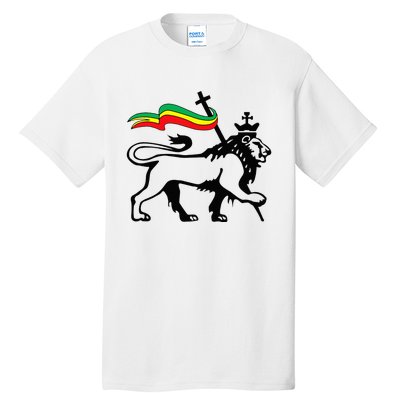 Rasta Lion Of Judah Rastafarian Reggae Lion And Christian Tall T-Shirt