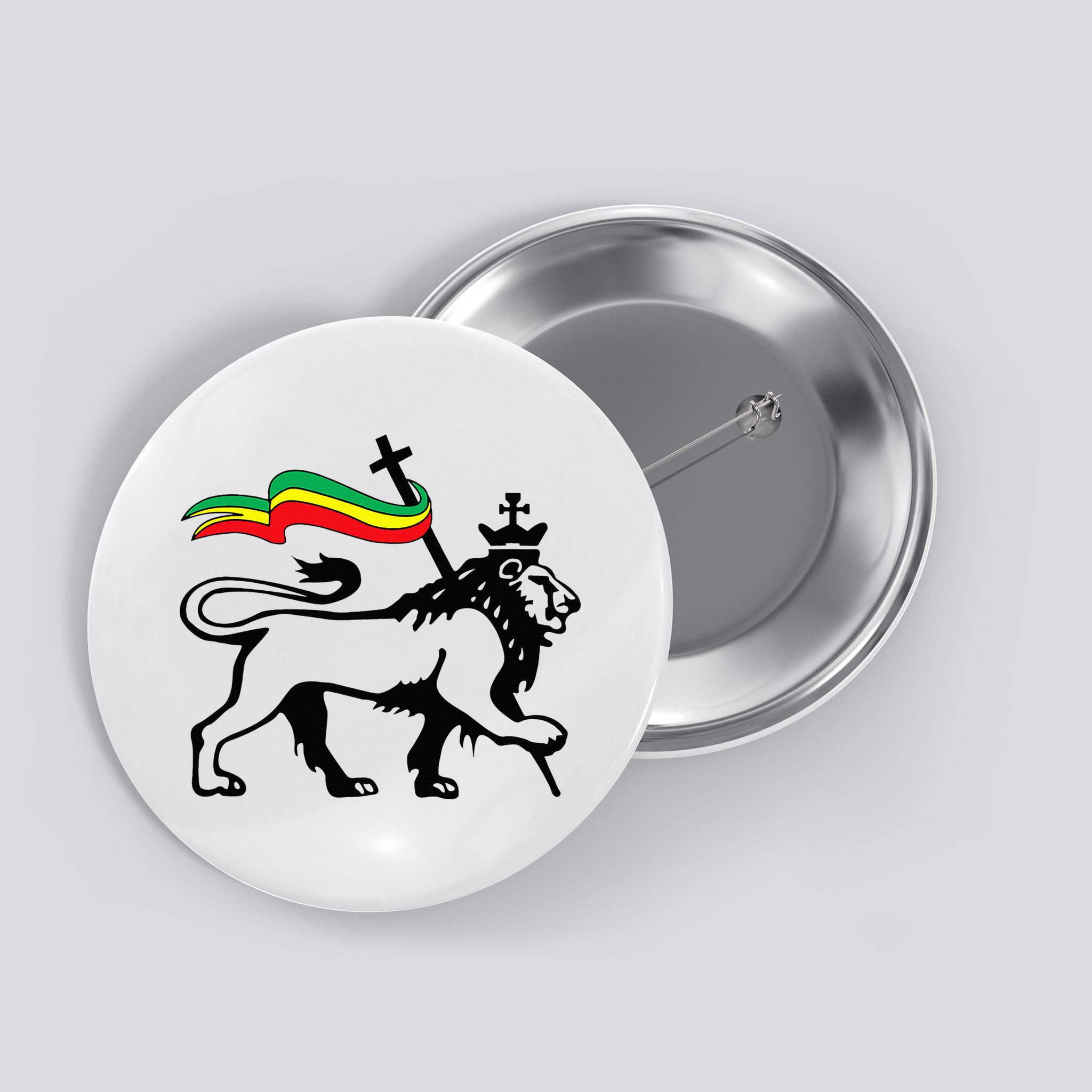 Rasta Lion Of Judah Rastafarian Reggae Lion And Christian Button