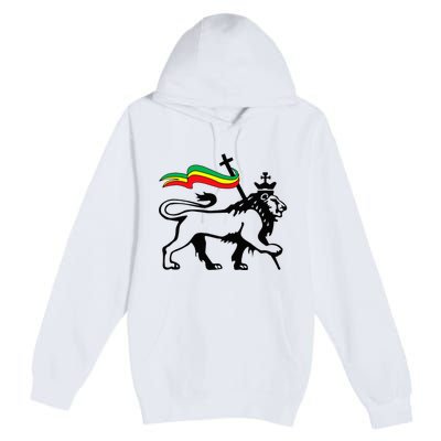 Rasta Lion Of Judah Rastafarian Reggae Lion And Christian Premium Pullover Hoodie