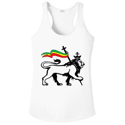 Rasta Lion Of Judah Rastafarian Reggae Lion And Christian Ladies PosiCharge Competitor Racerback Tank