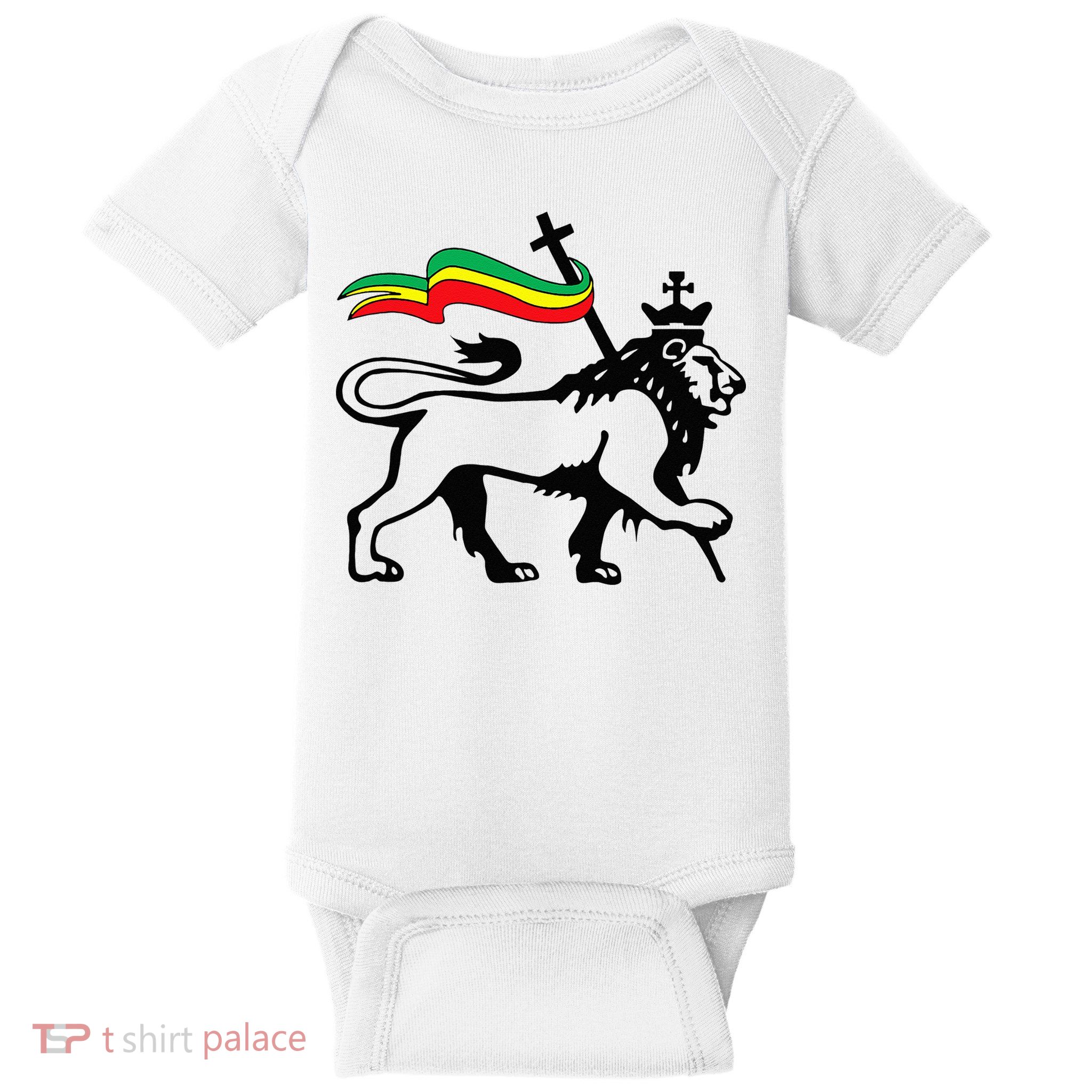 Rasta Lion Of Judah Rastafarian Reggae Lion And Christian Baby Bodysuit