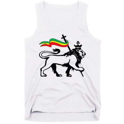 Rasta Lion Of Judah Rastafarian Reggae Lion And Christian Tank Top