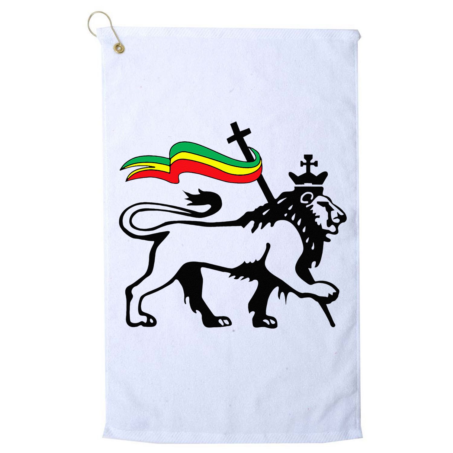 Rasta Lion Of Judah Rastafarian Reggae Lion And Christian Golf Towel