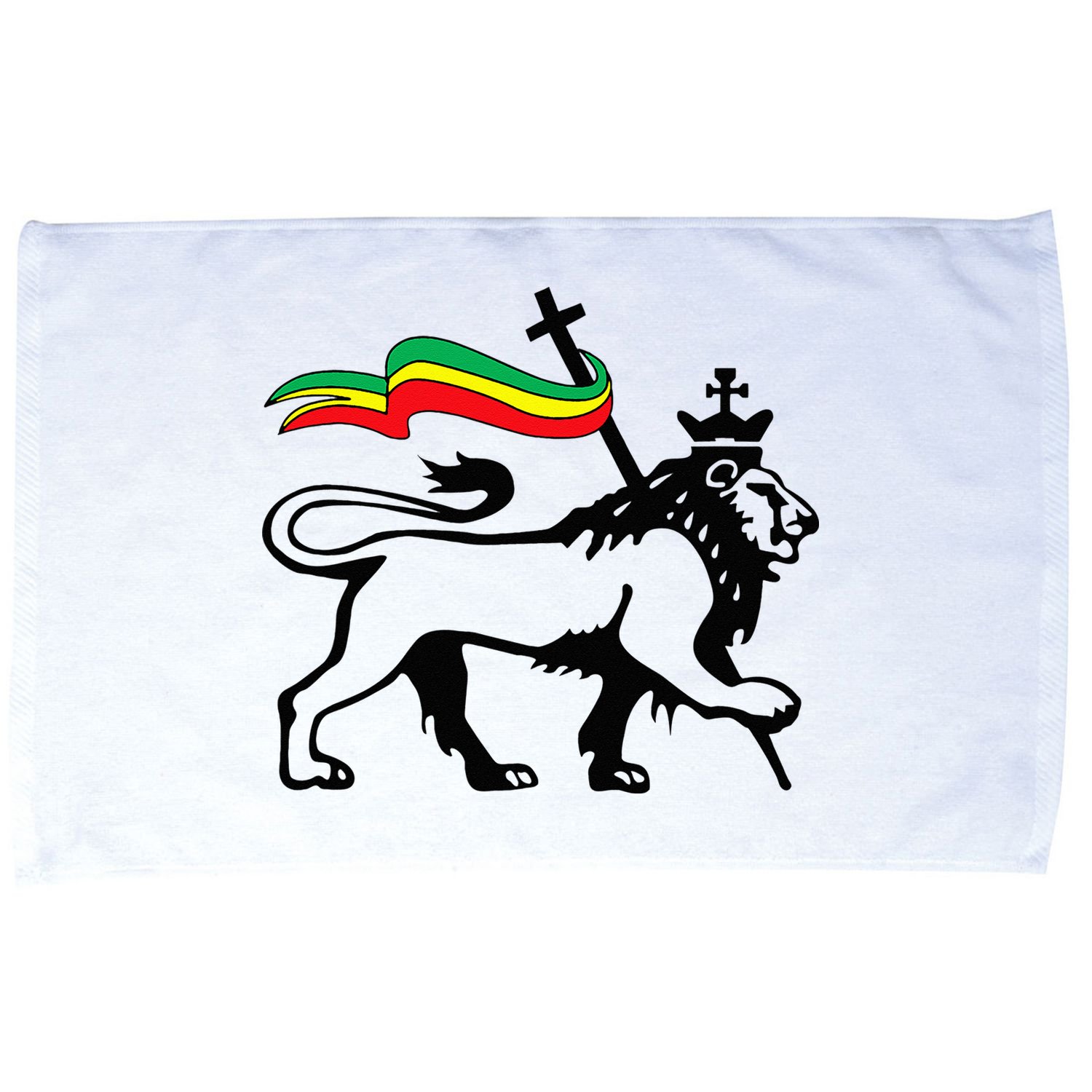Rasta Lion Of Judah Rastafarian Reggae Lion And Christian Microfiber Hand Towel