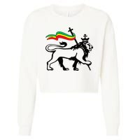 Rasta Lion Of Judah Rastafarian Reggae Lion And Christian Cropped Pullover Crew