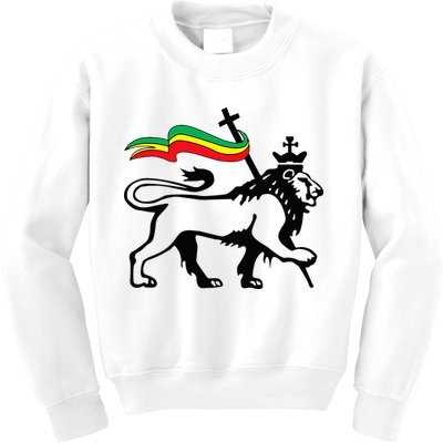 Rasta Lion Of Judah Rastafarian Reggae Lion And Christian Kids Sweatshirt