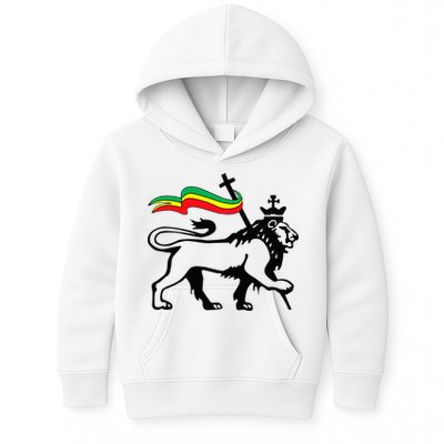 Rasta Lion Of Judah Rastafarian Reggae Lion And Christian Kids Hoodie