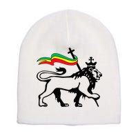 Rasta Lion Of Judah Rastafarian Reggae Lion And Christian Short Acrylic Beanie