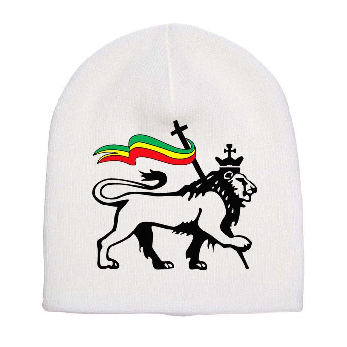 Rasta Lion Of Judah Rastafarian Reggae Lion And Christian Short Acrylic Beanie