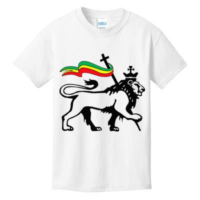 Rasta Lion Of Judah Rastafarian Reggae Lion And Christian Kids T-Shirt