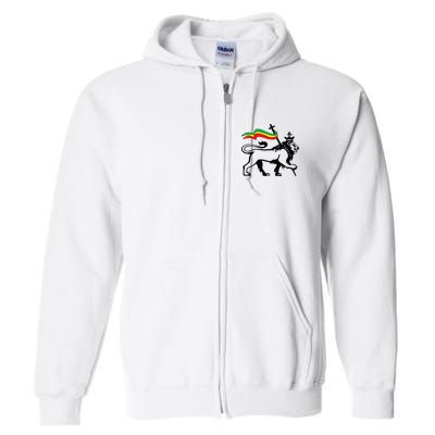 Rasta Lion Of Judah Rastafarian Reggae Lion And Christian Full Zip Hoodie