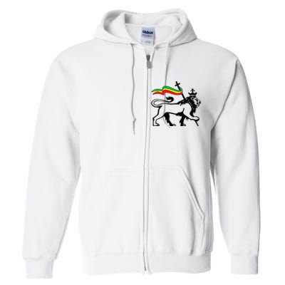 Rasta Lion Of Judah Rastafarian Reggae Lion And Christian Full Zip Hoodie