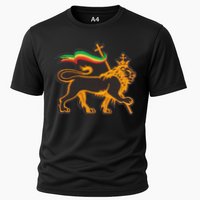 Rasta Lion Of Judah Pride Of Judaism Ethiopia And Christian Cooling Performance Crew T-Shirt