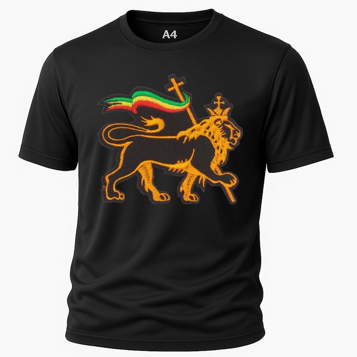 Rasta Lion Of Judah Pride Of Judaism Ethiopia And Christian Cooling Performance Crew T-Shirt