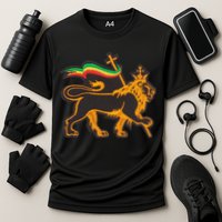 Rasta Lion Of Judah Pride Of Judaism Ethiopia And Christian Cooling Performance Crew T-Shirt
