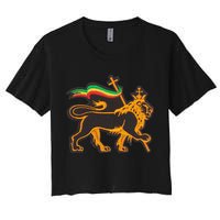 Rasta Lion Of Judah Pride Of Judaism Ethiopia And Christian Women's Crop Top Tee