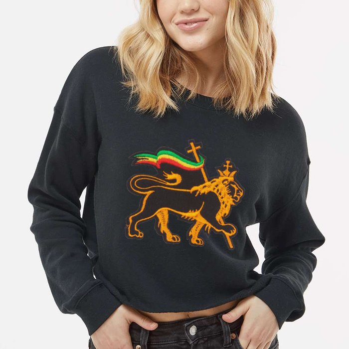 Rasta Lion Of Judah Pride Of Judaism Ethiopia And Christian Cropped Pullover Crew
