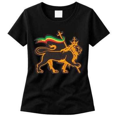 Rasta Lion Of Judah Pride Of Judaism Ethiopia And Christian Womens T-Shirt