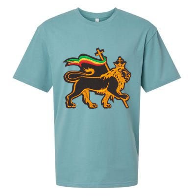 Rasta Lion Of Judah Pride Of Judaism Ethiopia And Christian Sueded Cloud Jersey T-Shirt