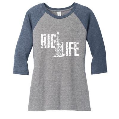 Rig Life Oilfield Women's Tri-Blend 3/4-Sleeve Raglan Shirt