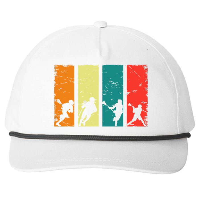 Retro Lacrosse Players Lax Stick Vintage Lacrosse Snapback Five-Panel Rope Hat