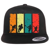 Retro Lacrosse Players Lax Stick Vintage Lacrosse Flat Bill Trucker Hat