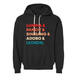 Retro Lumpia Pancit Sinigang Adobo Lechon Filipino Filipina Garment-Dyed Fleece Hoodie