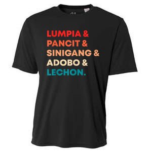 Retro Lumpia Pancit Sinigang Adobo Lechon Filipino Filipina Cooling Performance Crew T-Shirt