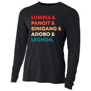 Retro Lumpia Pancit Sinigang Adobo Lechon Filipino Filipina Cooling Performance Long Sleeve Crew