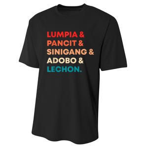 Retro Lumpia Pancit Sinigang Adobo Lechon Filipino Filipina Performance Sprint T-Shirt