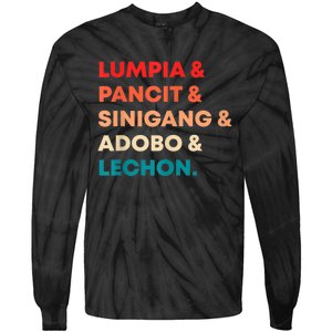 Retro Lumpia Pancit Sinigang Adobo Lechon Filipino Filipina Tie-Dye Long Sleeve Shirt