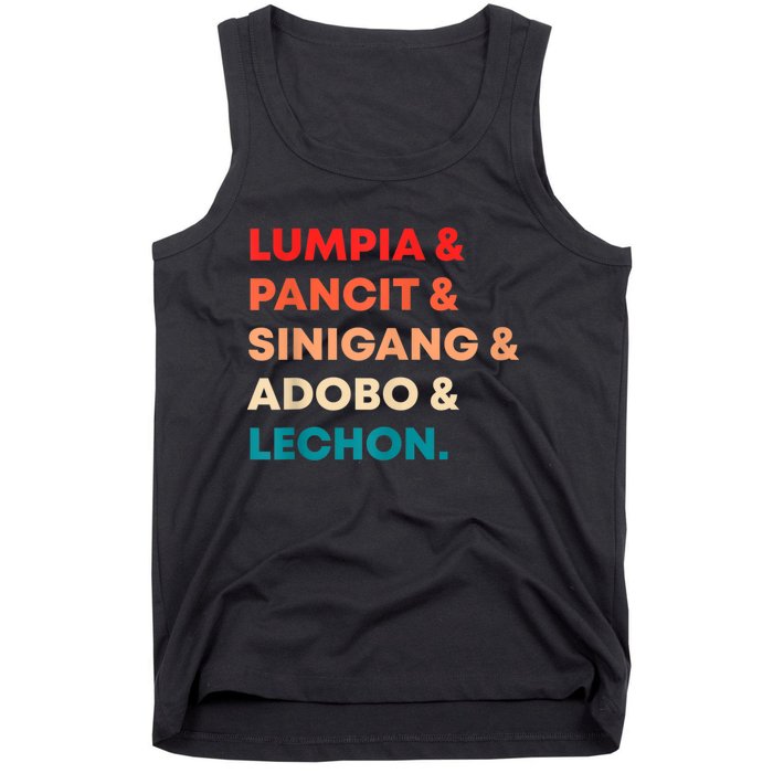 Retro Lumpia Pancit Sinigang Adobo Lechon Filipino Filipina Tank Top