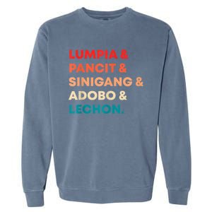 Retro Lumpia Pancit Sinigang Adobo Lechon Filipino Filipina Garment-Dyed Sweatshirt