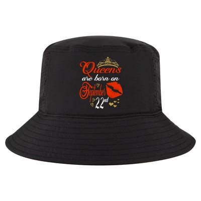 Red Lip Print Queens Are Born On September 22nd Virgo Gift Cool Comfort Performance Bucket Hat