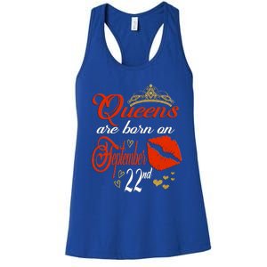 Red Lip Print Queens Are Born On September 22nd Virgo Gift Women's Racerback Tank