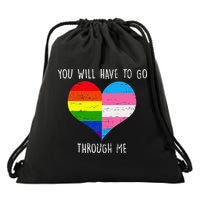 Retro Lgbtq Pride You’Ll Have To Go Through Me Drawstring Bag