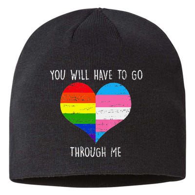Retro Lgbtq Pride You’Ll Have To Go Through Me Sustainable Beanie