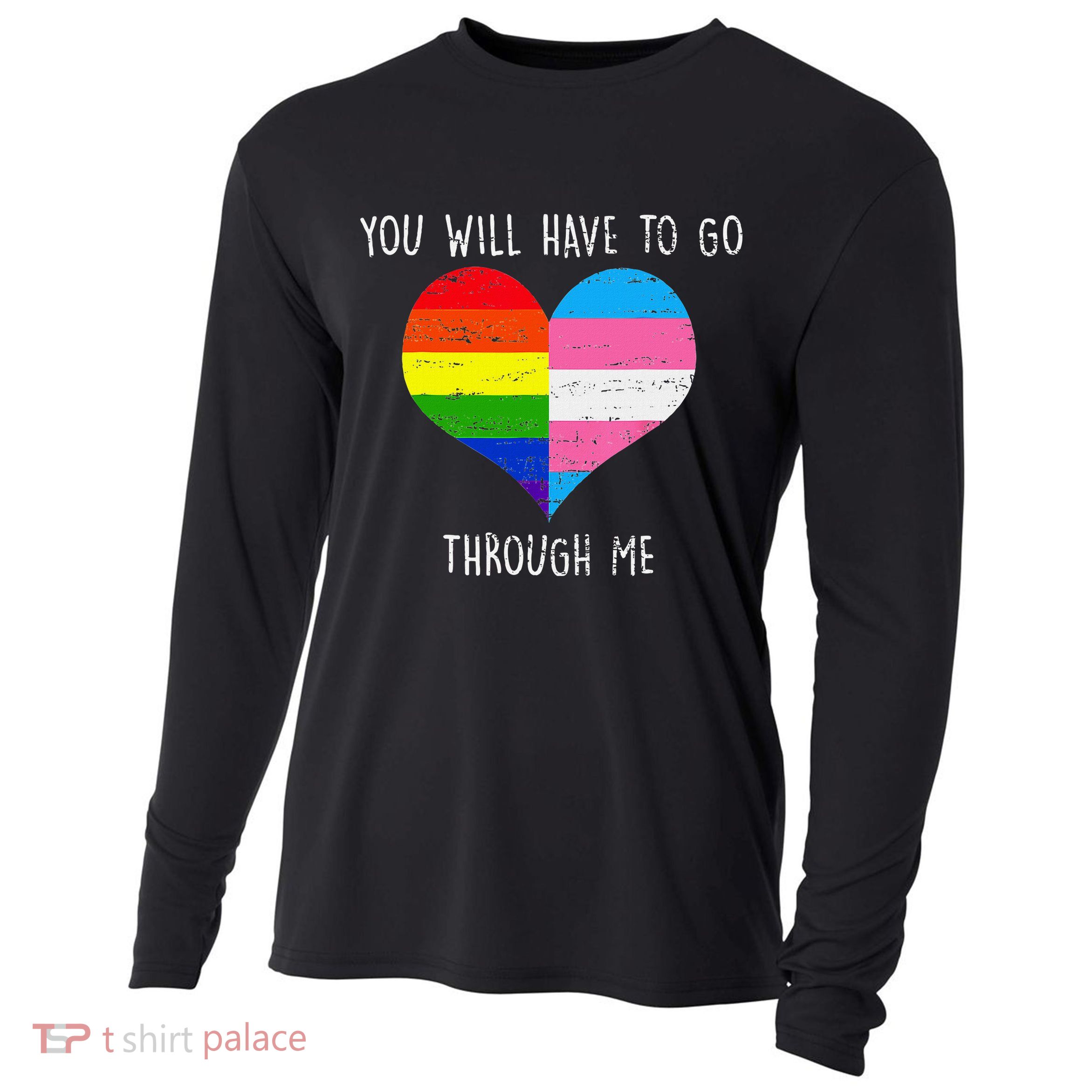 Retro Lgbtq Pride You’Ll Have To Go Through Me Cooling Performance Long Sleeve Crew