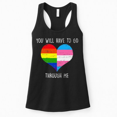 Retro Lgbtq Pride You’Ll Have To Go Through Me Womens Tank Top