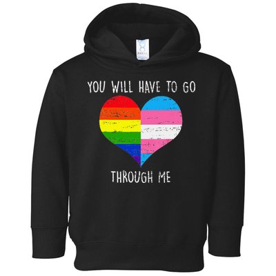Retro Lgbtq Pride You’Ll Have To Go Through Me Toddler Hoodie