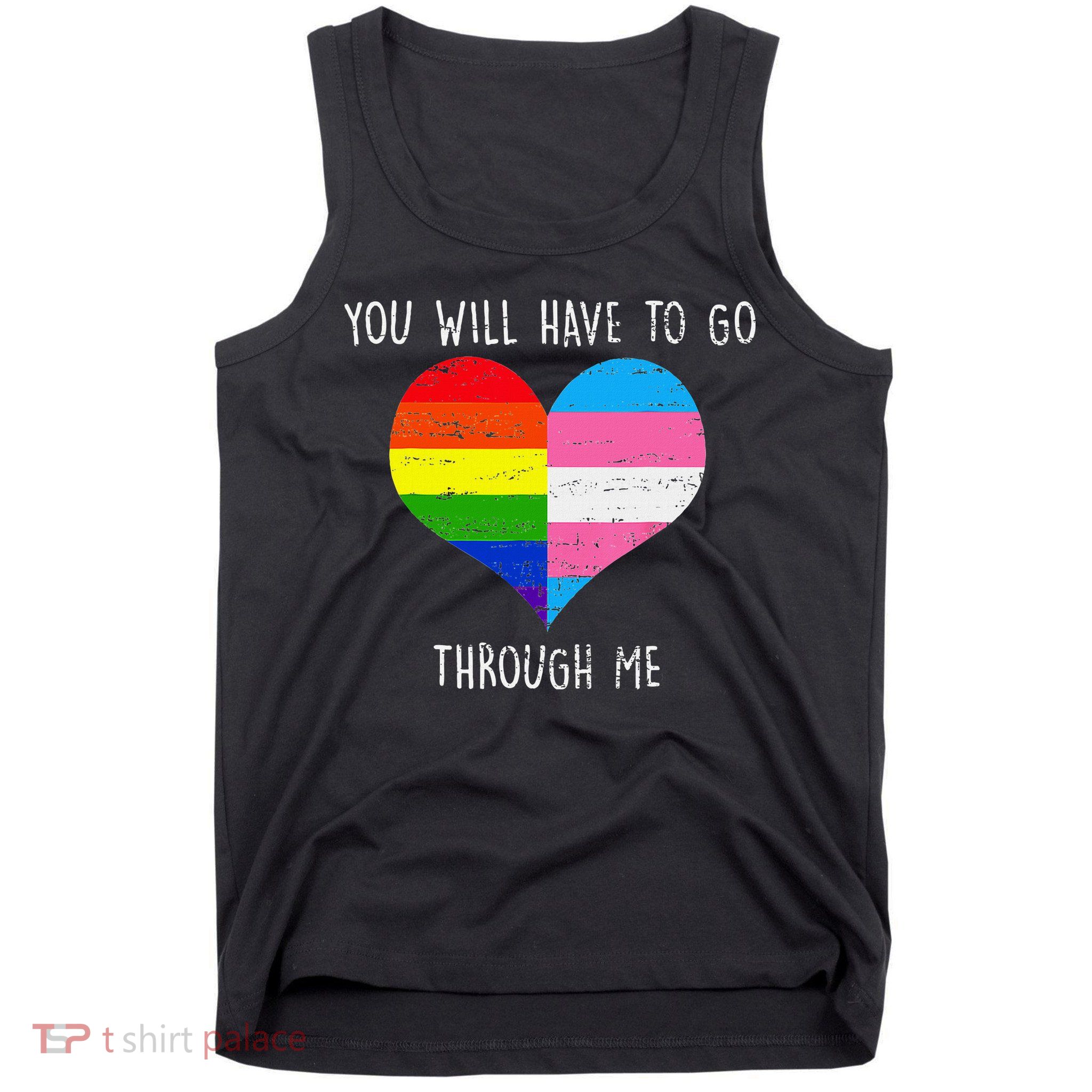 Retro Lgbtq Pride You’Ll Have To Go Through Me Tank Top