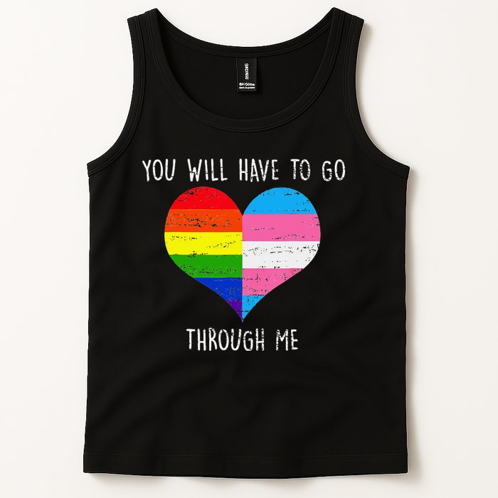 Retro Lgbtq Pride You’Ll Have To Go Through Me Tank Top