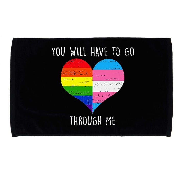 Retro Lgbtq Pride You’Ll Have To Go Through Me Microfiber Hand Towel