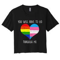 Retro Lgbtq Pride You’Ll Have To Go Through Me Crop Top
