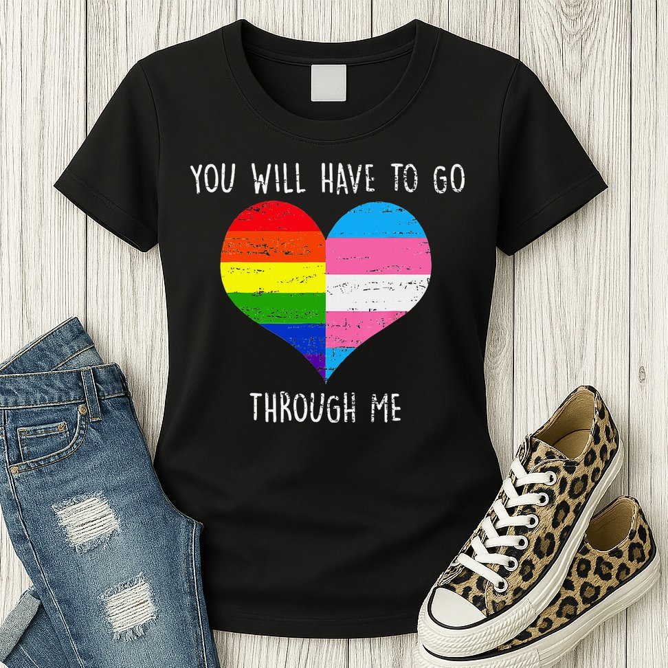 Retro Lgbtq Pride You’Ll Have To Go Through Me Womens T-Shirt