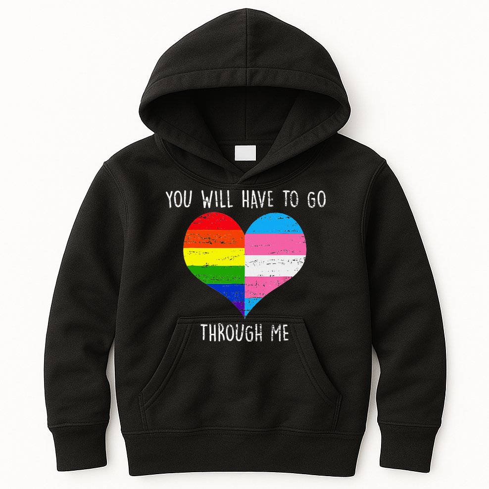 Retro Lgbtq Pride You’Ll Have To Go Through Me Kids Hoodie