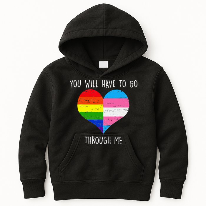 Retro Lgbtq Pride You’Ll Have To Go Through Me Kids Hoodie