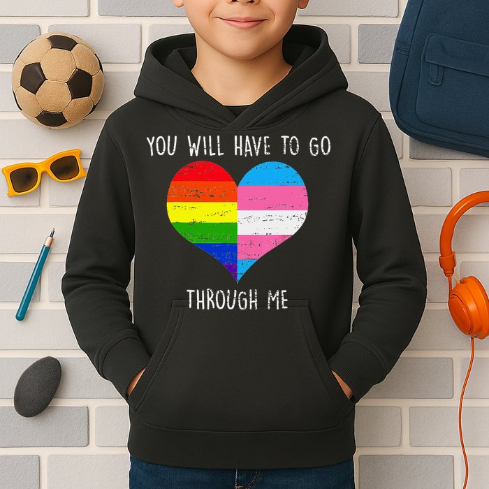 Retro Lgbtq Pride You’Ll Have To Go Through Me Kids Hoodie