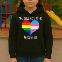 Retro Lgbtq Pride You’Ll Have To Go Through Me Kids Hoodie